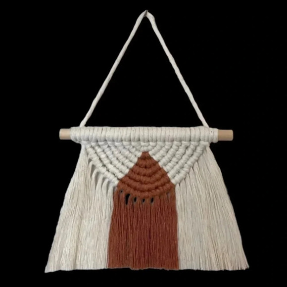 MACRAME Boho Half Moon Mini Wall Hanging. Handmade - Picture 2 of 3
